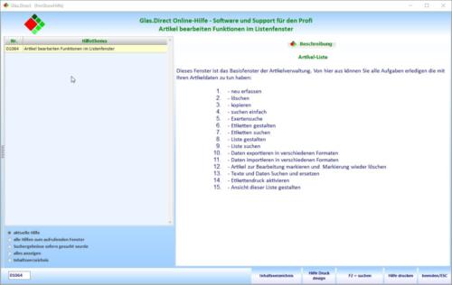 Hilfe zu einzelnen Fenstern